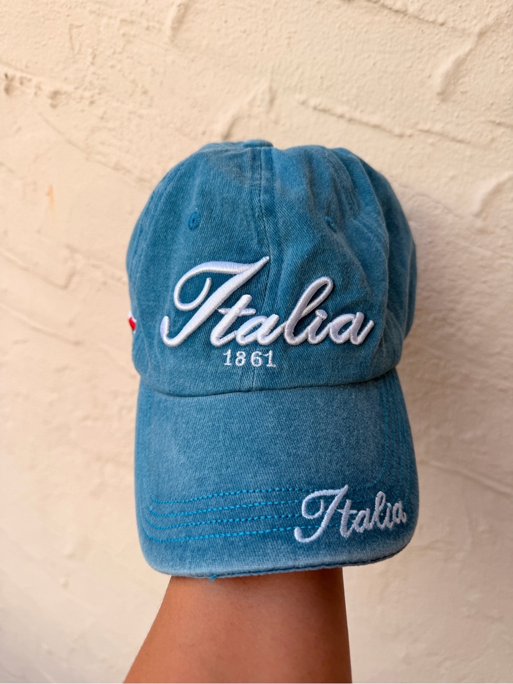 Italia 1861 Embroidered Cap - Blue Distressed Adjustable
